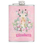 Boho Giraffe Flowers Named Girls, Tiener cadeaus Heupfles (Voorkant)