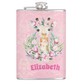 Boho Giraffe Flowers Named Girls, Tiener cadeaus Heupfles