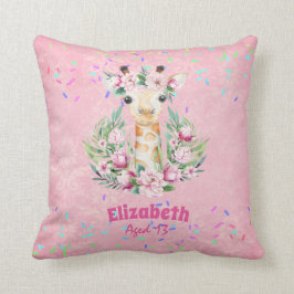 Boho Giraffe Flowers Named Girls, Tiener cadeaus Kussen