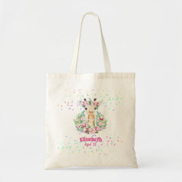 Boho Giraffe Flowers Named Girls, Tiener cadeaus Tote Bag