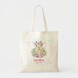 Boho Giraffe Flowers Named Girs, Tiener cadeaus Tote Bag