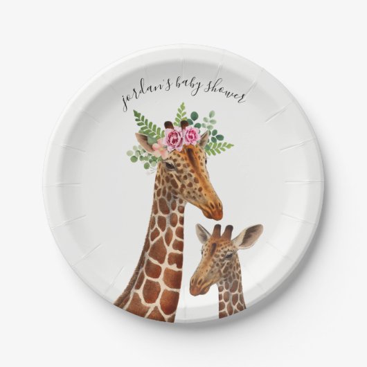Boho Giraffe Mama + Baby shower Papieren Bordje (Voorkant)