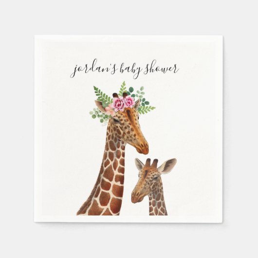 Boho Giraffe Mama + Baby shower servetten (Voorkant)