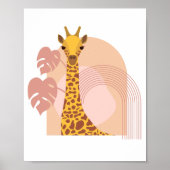 Boho Giraffe Oerwoud Plant Poster Wall Art (Voorkant)