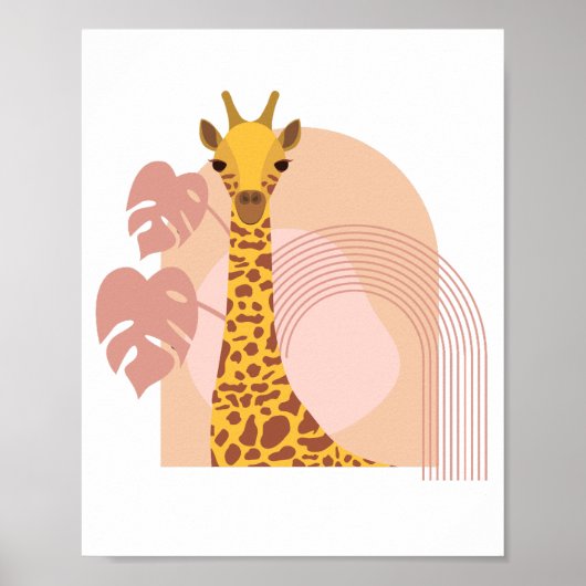 Boho Giraffe Oerwoud Plant Poster Wall Art (Voorkant)