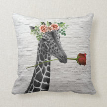 Boho Giraffe Roos Valentijn Pillow