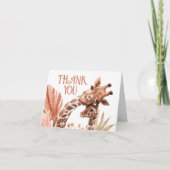 Boho Giraffe Safari Gevouwen Dank u kaart (Voorkant)