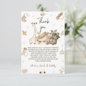 Boho Giraffe & Speelgoed Genderneutraal Baby showe Bedankkaart (Staand voorkant)