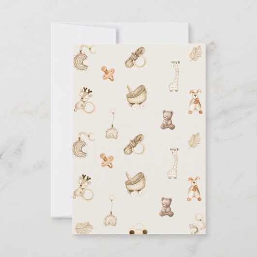 Boho Giraffe & Speelgoed Genderneutraal Baby showe Bedankkaart (Achterkant)