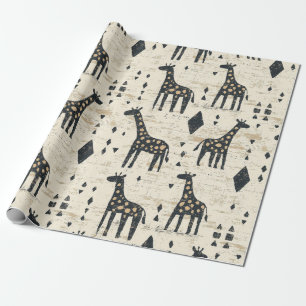 Boho-giraffe-stammespatroon Cadeaupapier