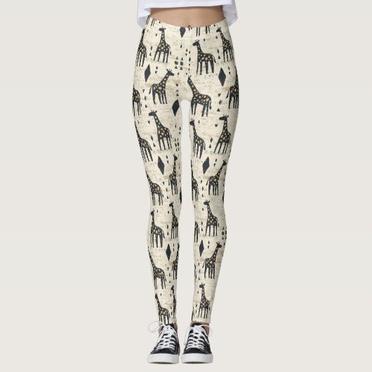 Boho-giraffe-stammespatroon Leggings (Voorkant)