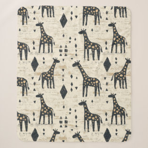 Boho-giraffe-stammespatroon Sherpa Deken