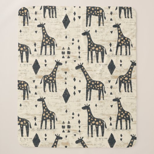 Boho-giraffe-stammespatroon Sherpa Deken (Voorkant)