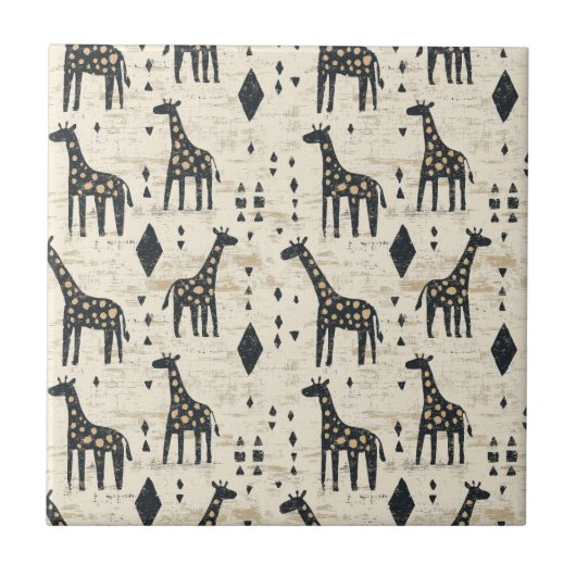 Boho-giraffe-stammespatroon Tegeltje (Voorkant)