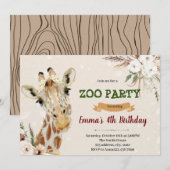 Boho giraffe verjaardagsuitnodiging kaart (Voorkant / Achterkant)