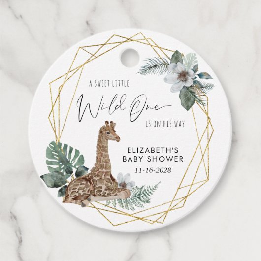 Boho Giraffe Waterverf Baby shower Dank u wel Bedankjes Labels (Voorkant)