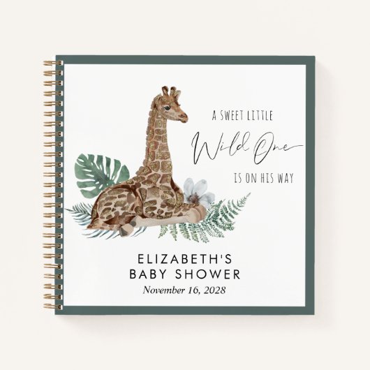 Boho Giraffe Waterverf Baby shower Guest Book Notitieboek (Voorkant)