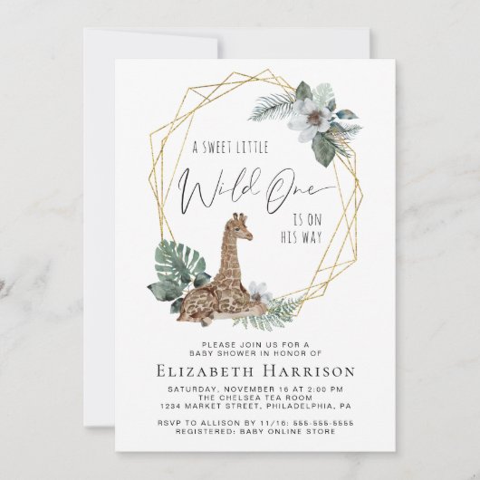 Boho Giraffe Waterverf Baby shower Kaart (Voorkant)