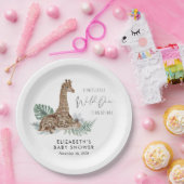 Boho Giraffe Waterverf Baby shower Papieren Bordje (Feest)