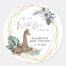 Boho Giraffe Waterverf Baby shower Ronde Sticker