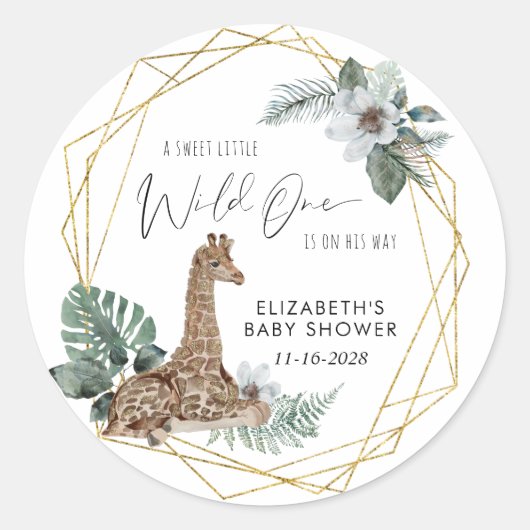 Boho Giraffe Waterverf Baby shower Ronde Sticker (Voorkant)