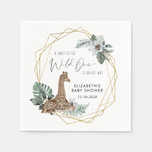 Boho Giraffe Waterverf Baby shower Servet (Voorkant)
