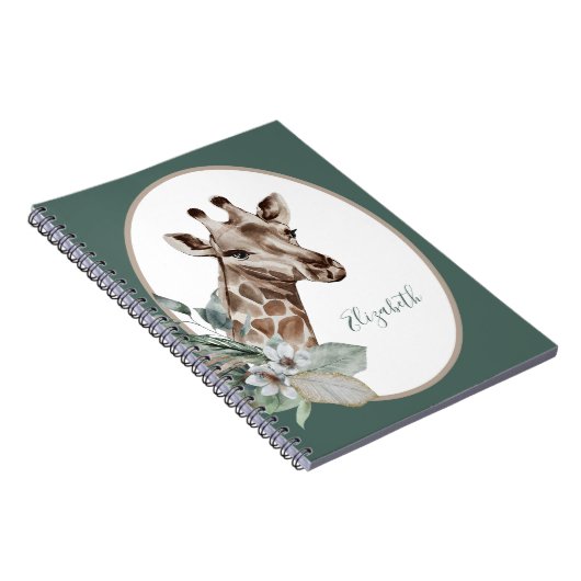 Boho Giraffe Waterverf Monogram Notitieboek (Rechterzijde)