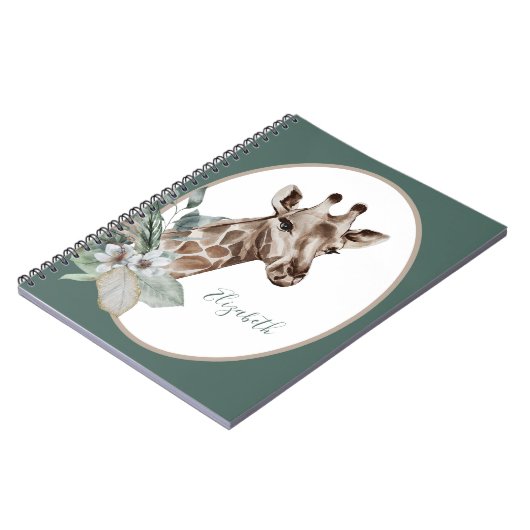 Boho Giraffe Waterverf Monogram Notitieboek (Linkerzijde)
