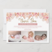 Boho Girl 3 Foto Pampas Grass | Roos Floral Bedankkaart (Voorkant)