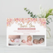 Boho Girl 3 Foto Pampas Grass | Roos Floral Bedankkaart (Staand voorkant)