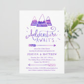 Boho Girl "Adventure Awaits" Baby shower Kaart (Staand voorkant)