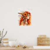 Boho Girl AI Kunst Boheemse Mode Poster (Keuken)