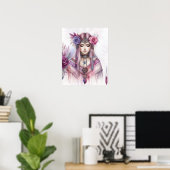 Boho Girl AI Kunst Boheemse Mode Poster (Thuiskantoor)