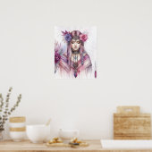 Boho Girl AI Kunst Boheemse Mode Poster (Keuken)