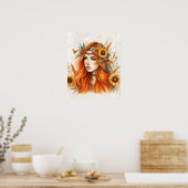 Boho Girl AI Kunst Boheemse Mode Poster (Keuken)