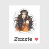 Boho Girl AI Kunst Boheemse Mode Sticker (Vel)