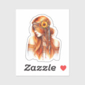 Boho Girl AI Kunst Boheemse Mode Sticker (Vel)