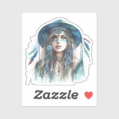 Boho Girl AI Kunst Boheemse Mode Sticker (Vel)