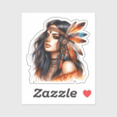 Boho Girl AI Kunst Boheemse Mode Sticker (Vel)