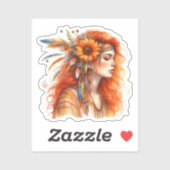 Boho Girl AI Kunst Boheemse Mode Sticker (Vel)