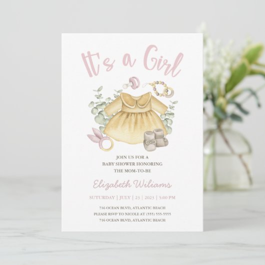 Boho Girl Baby shower Toys Invitation Card Kaart (Staand voorkant)
