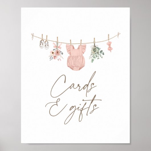 Boho Girl Babykleding Baby shower Kaarten en gesch Poster (Voorkant)