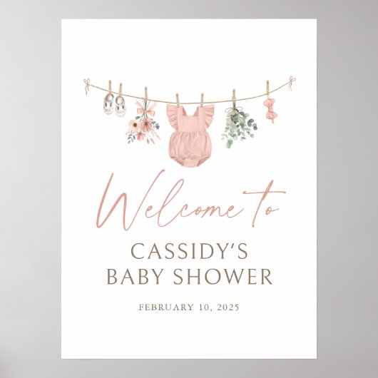 Boho Girl Babykleding Baby shower Welkomstbord Poster (Voorkant)