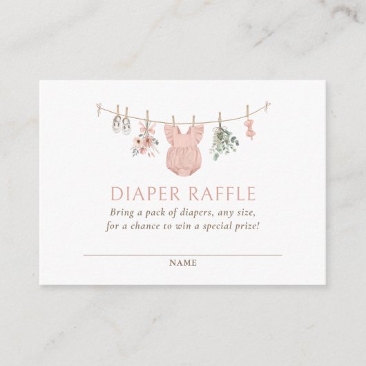 Boho Girl Babykleding Luier Raffle Ticket Informatiekaartje (Voorkant)