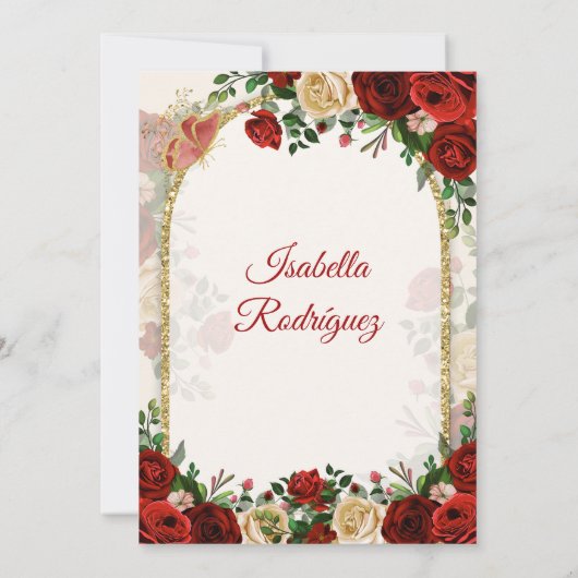 Boho Girl Bourgondië Tres Años Bautizo 3e verjaar Kaart (Achterkant)