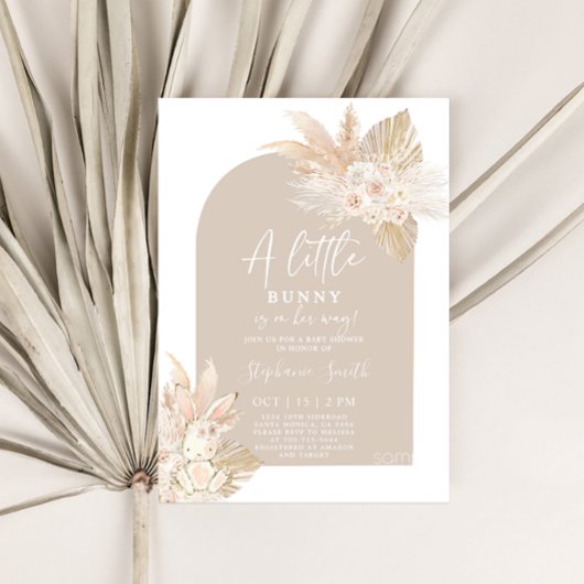 Boho Girl Bunny Rabbit Baby shower Invitation Kaart