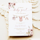 Boho Girl Clothesline Baby shower Invitation Sweet Kaart