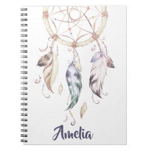 Boho Girl Feather Dream Catcher Custom Journal Notitieboek
