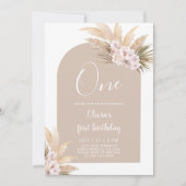 Boho Girl First Birthday Party Invitation Kaart (Voorkant)