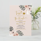 Boho Girl Floral Graduation Party Kaart (Staand voorkant)